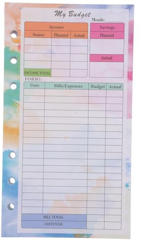 SEWACC Bügetblätter Loseblatt-notizblock Budgetordner in Großen Mengen Ausgabenverfolgungsnotizbuch Dekorative Blätter Bargeldnotizblock Budgetnotizblockplanung Planaufzeichnung