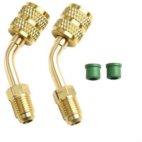 Zilimontt R410A Adapter, 2 Stück, 1/4-Zoll-Stecker auf 5/16-Zoll-Buchse, SAE-Schnellkupplung, Messinganschluss für HVAC, Mini-Split-Klimaanlage, Kühlservice