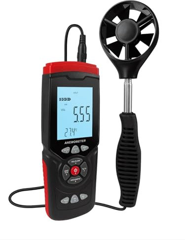 Anemometro digitale,Misuratore del volume dell'aria,MAX/AVG/MIN,Data Hold e Record,Sensore del vento esteso