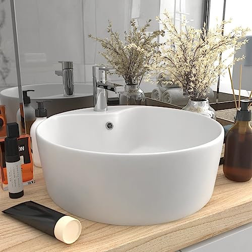 Plomberie, robinetterie, éviers, lavabos de salle de bains,Lavabo de luxe avec trop-plein blanc mat 36x13 cm céramique