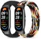 Wizvv 2 Stück Geflochtenes Mi Band 9 Armband/Mi Band 8 Armband，Metall Connector Elastische weiches Nylon Uhrenarmband Ersatzarmband für Herren Damen