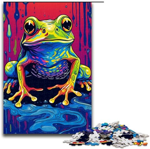 Puzzle 1000 Teile, Frosch-Puzzle, Holzpuzzle, Lernspiele, Heimdekoration, Größe 50 x 75 cm