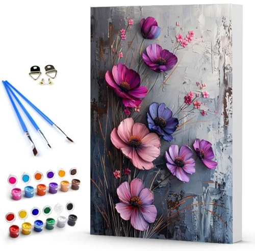 Pintar por Numeros Adulto Flor, Cuadros para Pintar por Numeros Paisaje, Sin Marco Kit de Pintura al óLeo de Lienzo DIY, Con Pinceles y Pinturas Acrilicos, Decoración Hogar Regalo 40x50cm -TL2504J3