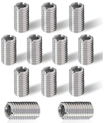 Lot de 12 inserts filetés M10 vers M8,15 mm en acier inoxydable - Manchons de réduction M10 vers M8 - Pour projets de meubles, automobiles, appareils mécaniques
