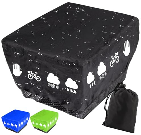 LUKIUP Fahrradkorb Regenschutz Hinten, Verstellbar Reflektierend Fahrradkorb Abdeckung Mit Aufbewahrungstasche, Wasserdicht Abdeckung Einheitsgröße für alle Körbe(Schwarz)