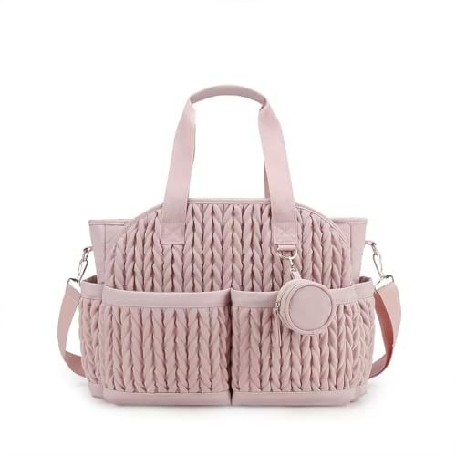 Générique Sac à Langer Isotherme 2025 | 13 Poches Organisation Multifonction | Grand Sac de Voyage Maternité avec Bandoulière Amovible | Capacité XXL Imperméable pour Maman/Papa (Rose Néo)