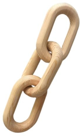 Dekorative Holzkette mit 3-Ring Schnallendesign, Beige | Holz mit Natürlicher Textur, Rustikale Optik, für Kamin und Wanddeko im Zuhause