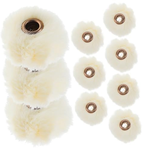 MOKKHNB 10 X Kunstfell-Pom-Poms-Perlen Beige Gerades Lochdesign