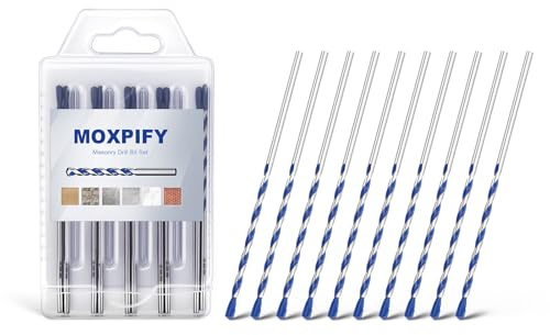 MOXPIFY 10pcs 3mm Masonry Drill Bit 100mm Extra Long, Tungsten Carbide Tip Concrete Drill Bits for Brick Wall Tile Porcelain (3mm x 100mm x 10, Round Shank)