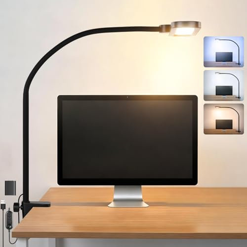 NEEWER Entry Level Version 10W Desktop LED Lamp with Clamp, Color Edge Lit Flexible Monitor Clip Light, 5 Color Modes, Eye Friendly Dimmable for Home Office Desk Study Reading Workbench, CRI80+, N33
