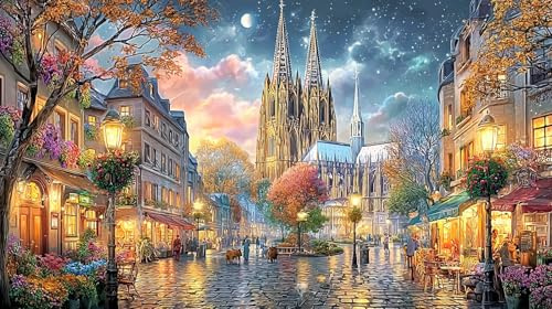 Kölner Dom Puzzle für Erwachsene 1000 Teile Recyclingpapier Schönes Dekorationspuzzle Herausfordernd für Entspannung und Wanddekoration Tolle Geschenkidee 70x50/1000 Teile