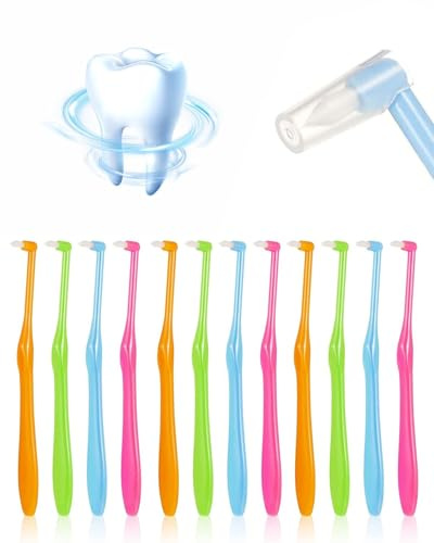 HSIXHAF 12 Stück Tuft Zahnbürste, Einbüschelbürste Kleine Zahnbürste Getuftet Weich Büschelzahnbürste Trimm Single Interdental Zwischenraum Bürste