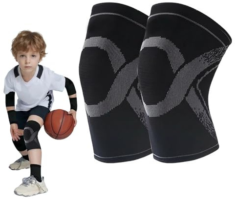 THXFUNAREA 1 Paar Knieschoner Kinder S, Kniebandage Kinder 3-5 Jahre, Knieschützer Kinder Sport Kompression Atmungsaktiv, Knieschoner Volleyball Handball Kinder Tanzen, Elastisch Bequem Schwarz
