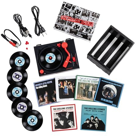 Crosley CR6037BT-RS Rolling Stones RSD3 Mini giradischi con cassa e sei singoli da 7,6 cm