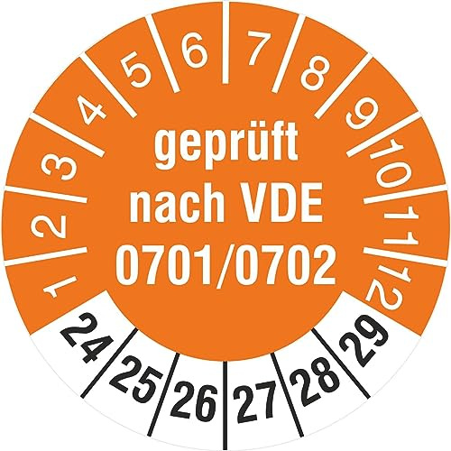 100 Prüfetiketten Geprüft nach VDE 0701/0702 2024 bis 2029 Prüfplaketten 30 mm