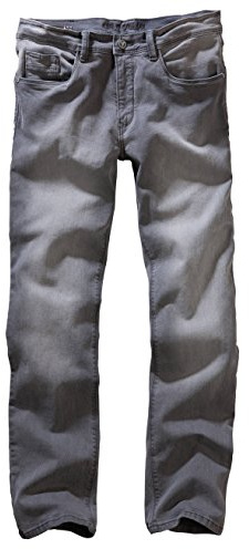 Carlo Colucci Herren Stretch 5-Pocket Trend Jeans Hose Mod. Enrico, Regular Gerade Hellgrau Midgrey Used (33/32)