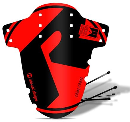 Riesel Design Mudguard Criss:Cross Fahrrad Schutzblech vorn inkl. Kabelbinder/Fahrrad Spritzschutz für Cyclo Cross und Gravel Bike/Schutzblech vorne für Gabel - red