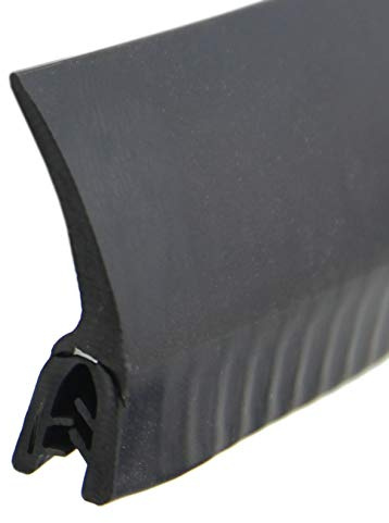 SMI-Dichtungsprofil DF5 für 2-4mm EPDM Vollgummi mit Stahleinlage selbstklemmend ohne Kleber - Kantenschutz mit Fahne oben Dichtung, Kantenschutzdichtprofil für Auto, Kofferraum (20 m)