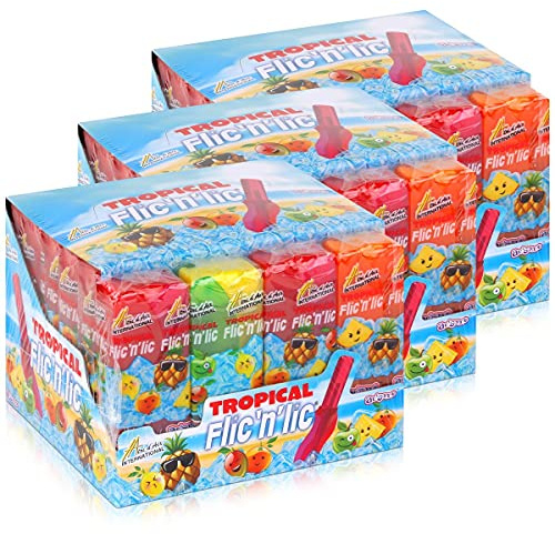 Flic'n'lic Lutscher Tropical 24 Stück 336g - Doppelter Fruchtgeschmack (3er Pack)