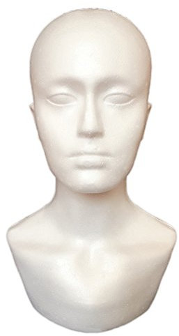 SpirWoRchlan Modellkopf, männlich, aus Schaumstoff, Styroporkopf, Brillenständer, Ständer für Perücken, Kopfhörer, Mützen (weiß)