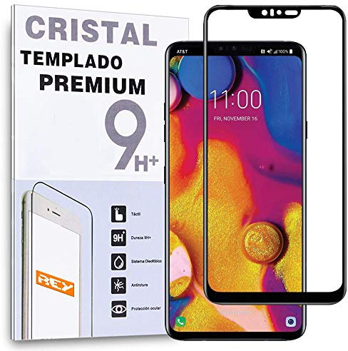 REY 3D Bildschirmschutz aus gehärtetem Glas für LG V40 THINQ, Schwarz, Displayschutzfolie 9H+ Härte, Anti-Kratzen-Öl-Bläschen, Voller Schutz, 3D, 4D, 5D