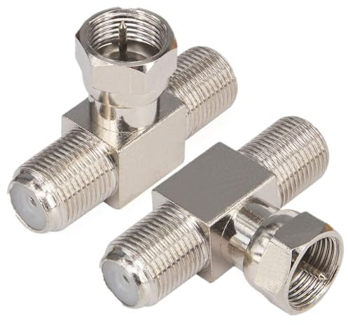 Kaunosta Coaxial Cable T Splitter,RG6 TV Antenna Splitter/Combiner 2 Pack