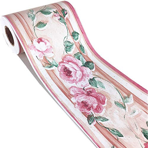 Self Adhesive Elegant Purple Floral Rattan Patten Wallpaper Border Peel Stick Wall Ceiling Decorative Sticker Waterproof 10cm X 10meters