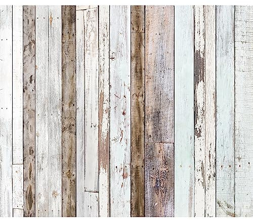murando - Vlies Fototapete Bretter Holz 300x210cm Foto Tapete Schlafzimmer Wohnzimmer Vliestapete XXL Motivtapeten Bildtapete 3d Effekt Wand Dekoration - Optik 3d Optisch Braun Grau Weiß f-C-0423-a-a