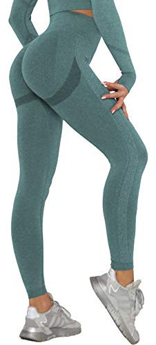DUROFIT Scrunch Butt Leggings Damen High Waist Sport Leggings Po Push Up Leggings Booty Lift Leggins Gym Leggings Yoga Pants Ruched Sporthose Grün L