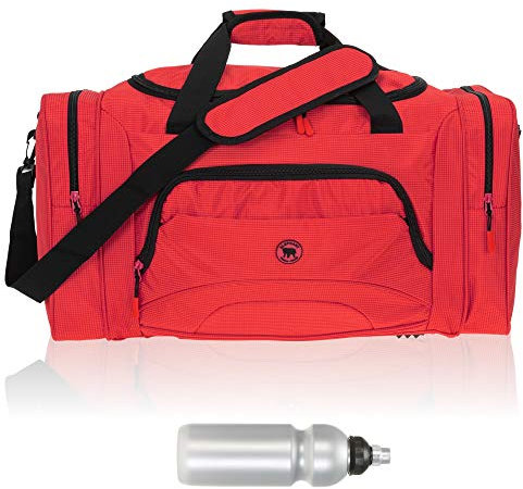 Sporttasche Damen Herren Color Big 55 cm 40 L Nassfach Reisetasche Sport Fitness Sauna Tasche groß 1296 + Trinkflasche (Smooth Red (Rot))