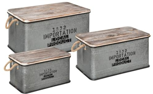 Set aus 3 Kisten Local - Metall - Grau - Atmosphera créateur d'intérieur