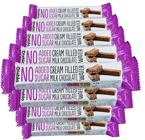 Diablo Cream Filled Milk Chocolate Wafers - No added Sugar, Maltitol Sweetened Treat, Individually Wrapped Biscuits Hamper Basket Ready Snack Pack, Perfect for Gifting - 30g, Pack of 8