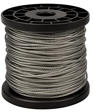 Câble Métallique, 2mm x 60m Cable Inox, Fil de Suspension en Acier Inoxydable, Galvanisé Corde en Acier Inoxydable pour La Suspension Cadre Photo,Garde-Corps Câble,Chiens.Peut Contenir Jusqu'à 380 LB
