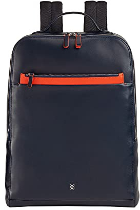 DUDU Herren-Laptoprucksack aus Leder für tragbare Rechner und Tablets, Rucksack mit Diebstahlsicherung und doppeltem Reißverschluss, Rucksack für Business, Büro und Reisen mit Rollkofferbefestigung Na