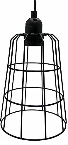 Melko Hängelampe Deckenlampe Industrial Retro E14 Metall 20x15 cm Schwarz | Pendelleuchte im Drahtdesign, Lampenfassung inklusive, höhenverstellbare Aufhängung, für Esstisch, Küche und Wohnzimmer