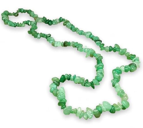 TENET - Collana chips in pietre naturali per Cristalloterapia, Reiki e meditazione - 84 cm (Avventurina Verde)