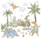 Grandora XXL Dinosaurier Wandtattoo Palme Wandsticker Dino für Baby Kinderzimmer Wandaufkleber Wanddeko DL818-4