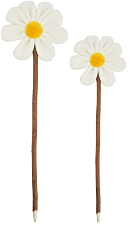 2er Set Stecker Gänseblümchen | Blumenstecker Blume | Holz mit Stoff | 32-39 cm