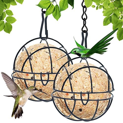 Meißenknödelhalter Vogelfutterstation,2er Set Kleine Hochwertiger Meißenknödel-Halter aus Vergoldet mit Klappdeckel,Futterspender für Meisenknödel,Aufhänger für Vogelfutter,Futterstation und Halterung