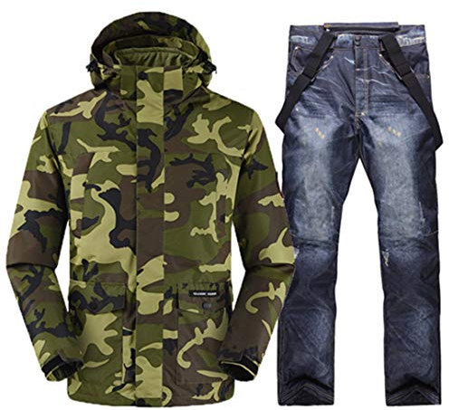 Saeohnssty Outdoor-Herren-Snowboard-Jacken und -Hose, Tarnmuster, wasserdicht, winddicht, Snowboard-Jacken und -Hose, Skifahren-Set, Farbe 5, XXL