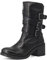 QUEEN HELENA Stivali Biker Stivaletti di Pelle con Tacco Zip Laterale Fibbia Donna S259 (Nero, numeric_36)