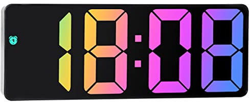 Digital Alarm Clock with Large LED Display, USB/Battery Operated Bedside Alarm Clocks with 3 Adjustable Brightness, 12/24H Display, Voice Control, Snooze Function for Bedroom, Office& Travel(B)