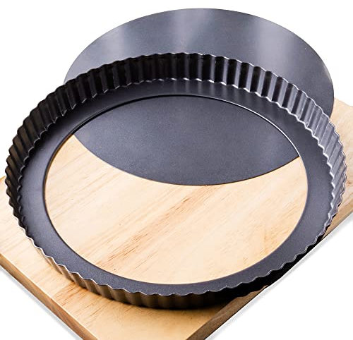 FIDZ PAN Tartpfannen 22.9 cm herausnehmbarer Boden,Quiche-Pfanne aus Karbonstahl, rost- und temperaturbeständig 550-600 °F,antihaftbeschichtet,perfekt zum Backen von Obstkuchen, Quiches und Dessert
