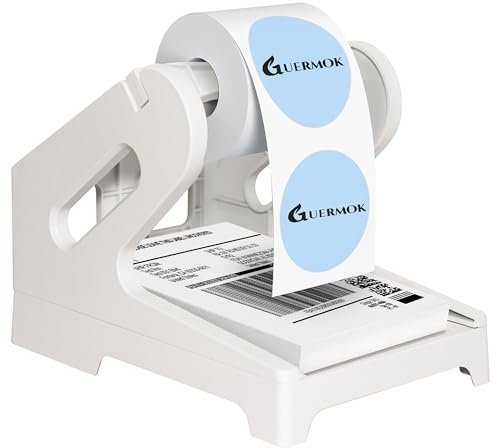 Guermok Supporto termico per etichette di spedizione per rotoli e fan-fold, adesivi fragili per spedizione, supporto per stampante da scrivania, accessorio per casa e ufficio, dispenser di adesivi per