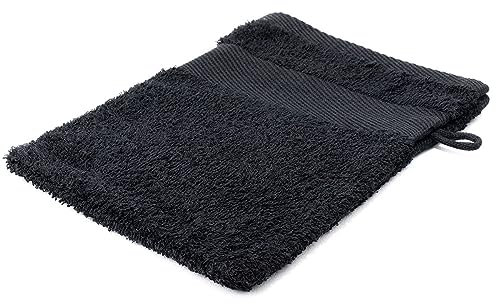 Arowell Gant de toilette 21 x 16 cm - 500 grammes - Noir - 5 pièces