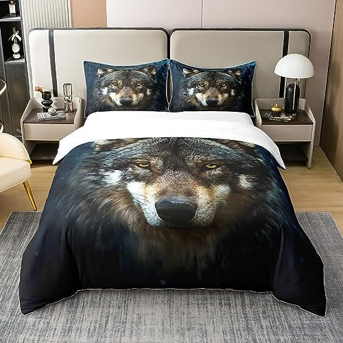 Reine Baumwolle 3D Wolf Tröster Abdeckung 200x200 Safari Tiere Bettwäsche Sets Hochschule Dorm Raum Dekor Exotic Wildlife Aquarell 100% Baumwolle Bettbezug Glitch Effekt Krawatte Dye Quilt Cover