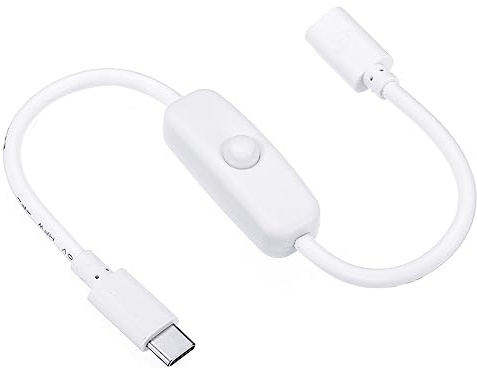 PATIKIL Typ-C Verlängerungskabel für Lüfter LED Streifen Weiß | Mit EIN/AUS Schalter Buchsen an Stecker Verlängerung Schnüre Leistung Adapter Unterstützung Regler