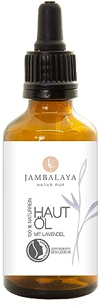 Jambalaya Hautöl Lavendel 50 ml – Naturkosmetik, Feuchtigkeit & Pflege für trockene Haut, mit Mandel- & Olivenöl – natürliches Rücken- & Körperöl