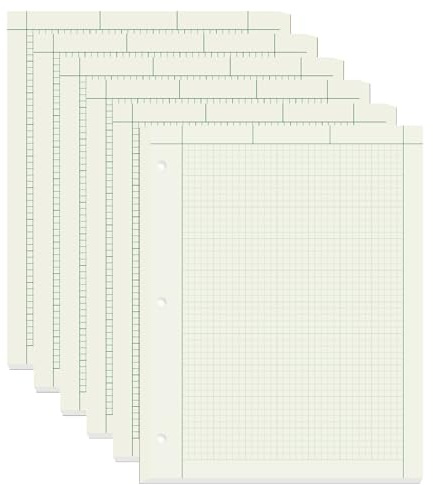 suituts 6 Pads Engineering Paper Notebook, Engineering Computation Pad, 8.5X11 Inch Engineering Graph Paper,3-Hole Punched, Total 600 Sheets (Per Pad 100 Sheets)