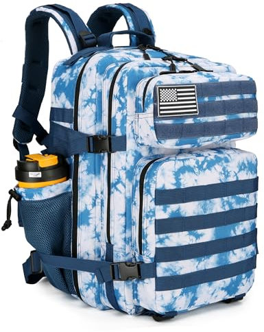 Lovelinks21 Taktisches Sturmgepäck, 45 l, 3-Tages-Militärgepäck mit Molle, wasserdichter Rucksack für taktische Rucksäcke, Blau/Koralle, Large, Rucksack